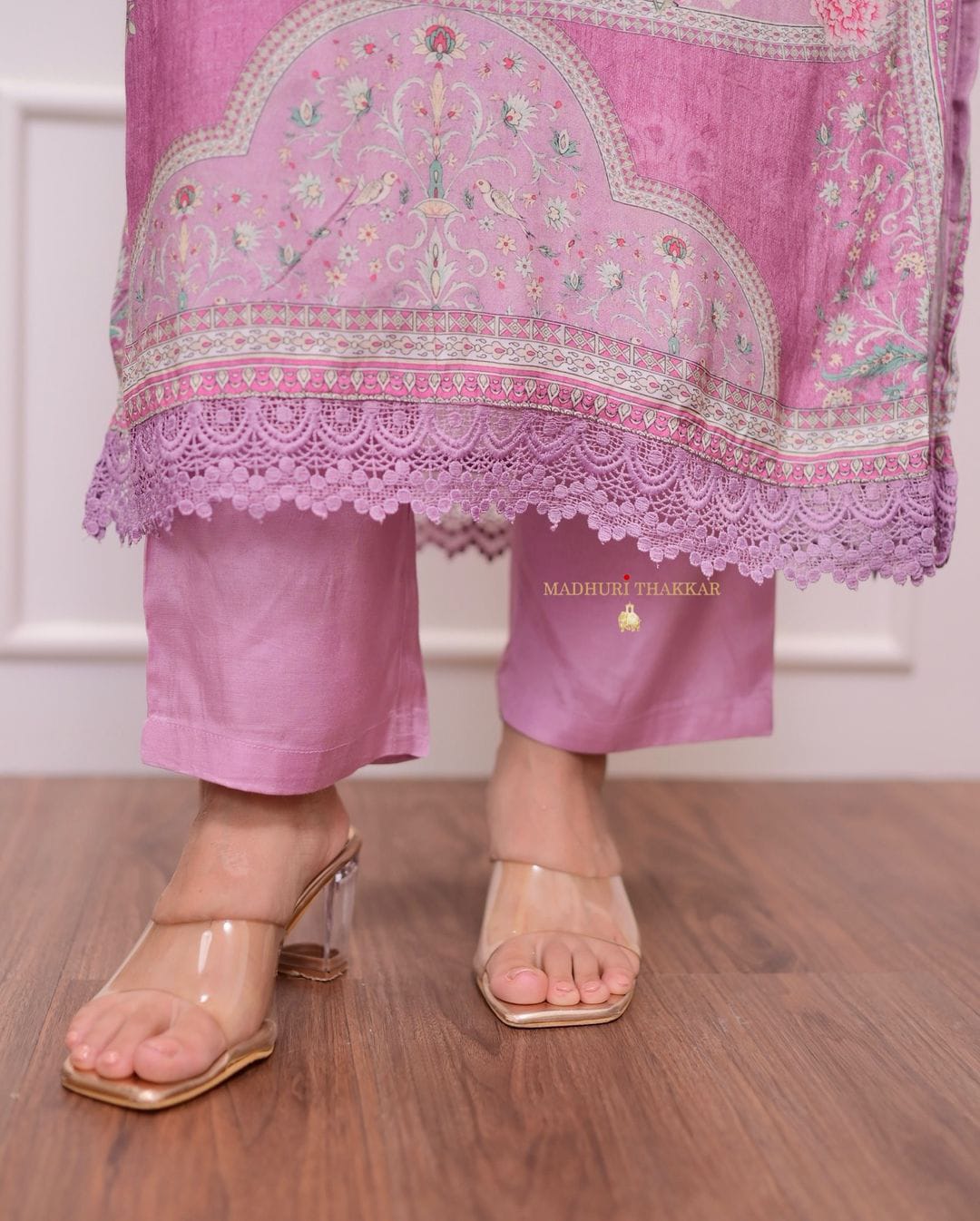 Lilac pure soft muslin pakistani suit set