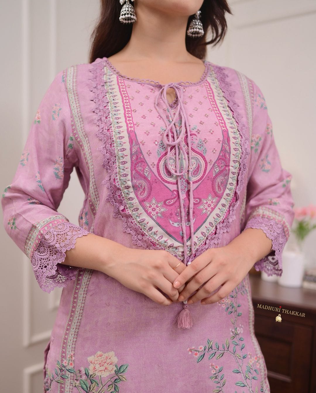 Lilac pure soft muslin pakistani suit set