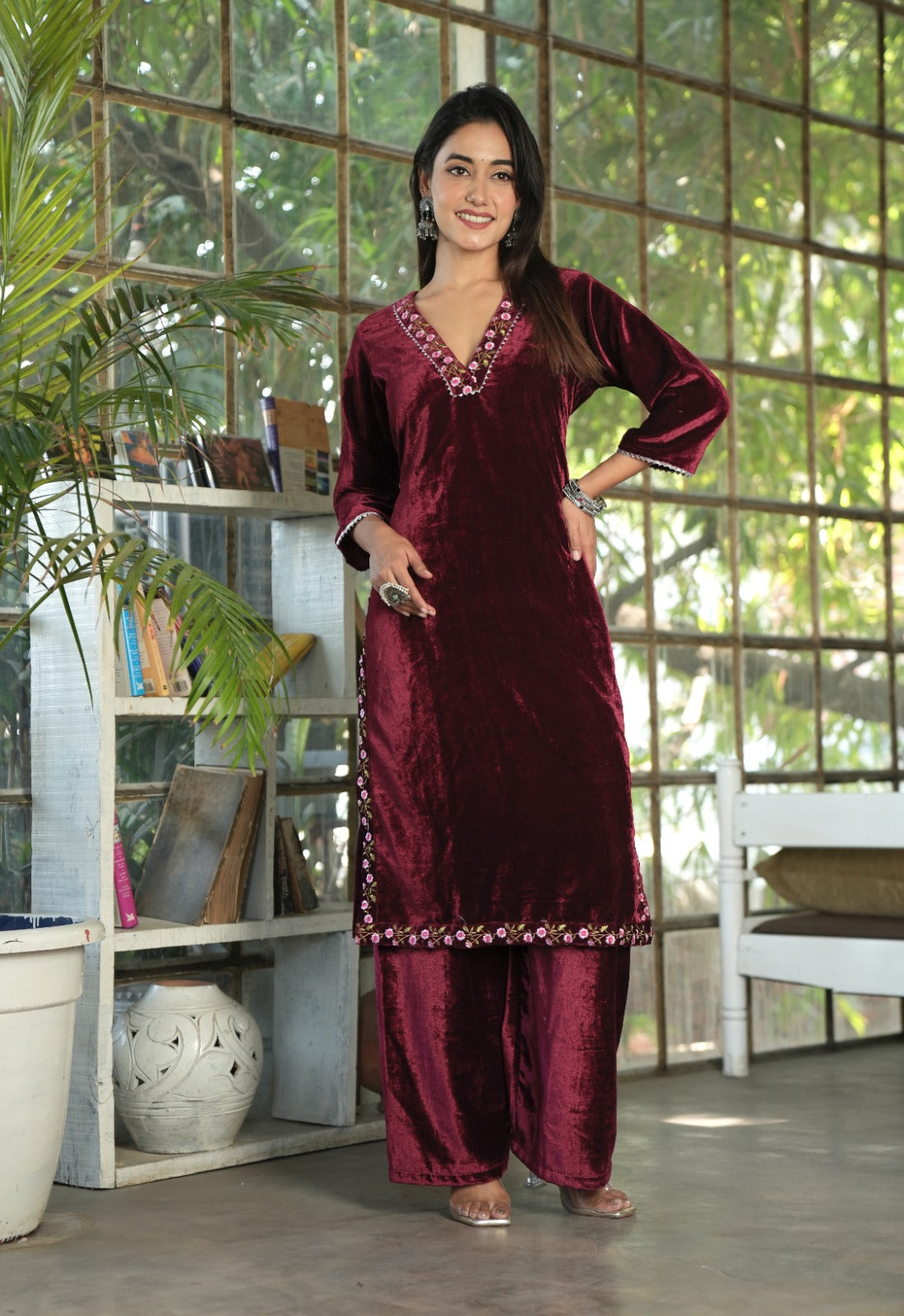 Maroon Pittan Suit Set